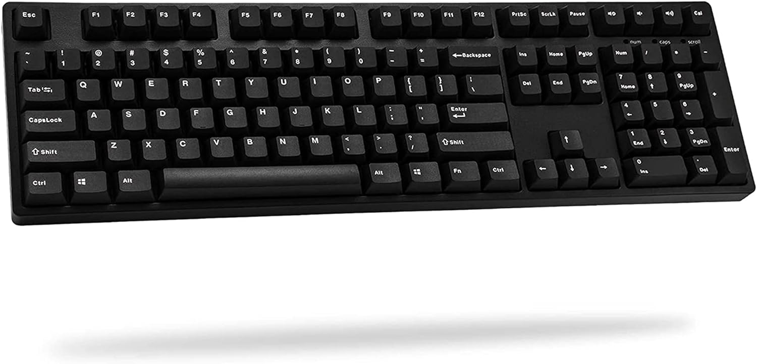 iKBC CD108 V2 Ergonomic Mechanical Keyboard with Cherry MX Black Switch for Windows and Mac, Full Size Keyboard Upgraded with Mistel PBT Double Shot Keycaps for Desktop and Laptop, Solid Build Quality