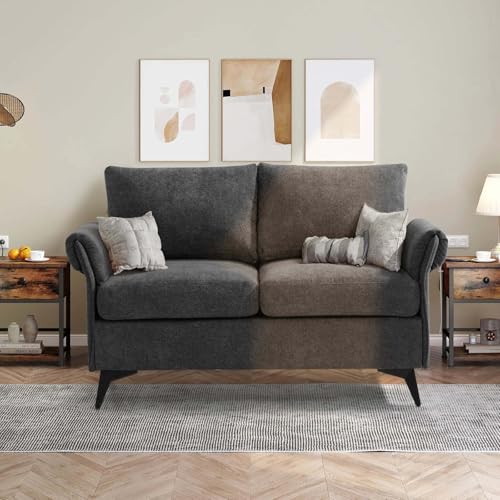 ABAKAN 50" Modern Loveseat Small Couches for Small Spaces, Mini 2 Seater Loveseat for Bedroom, Fabric Living Room Furniture with Solid Metal Frame, Removable Low-Back Cushion,Easy to Install(Beige)