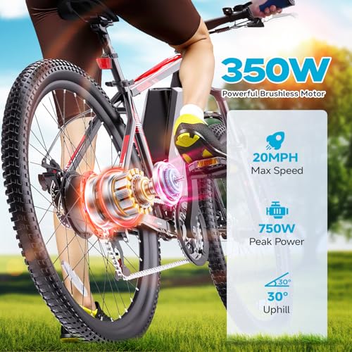 Electric Bike for Adults, 350W 26" Ebike for Teens 21 Speed 20Mph Up to 40Mile with Dual Disc Brake Commute E-Bike E-MTB for Men Women Electric Bicycles UL 2849 Tested