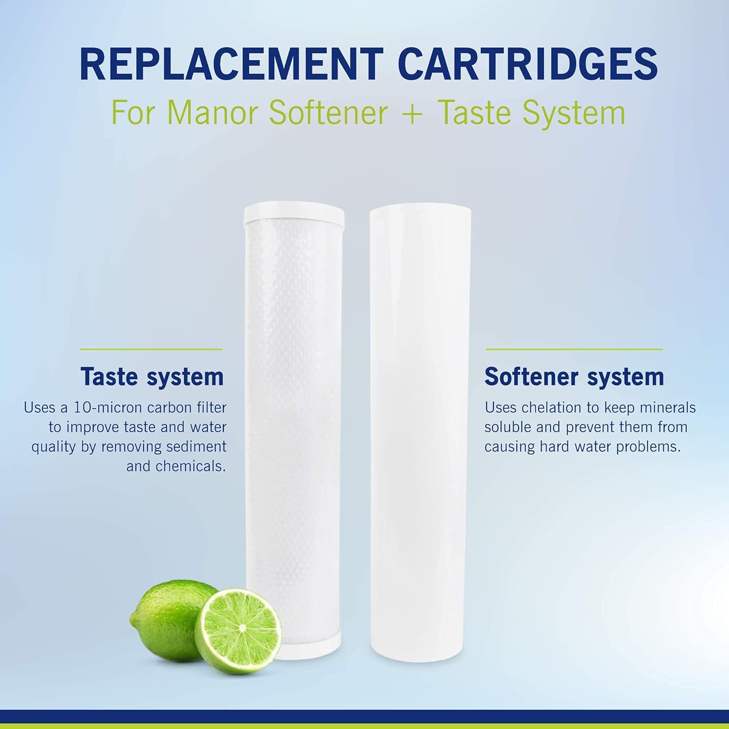 NuvoH2O Manor + Taste Complete Water Softener System, Includes 1 Manor Water Softener and 1 Taste Replacement Cartridge, Complete System