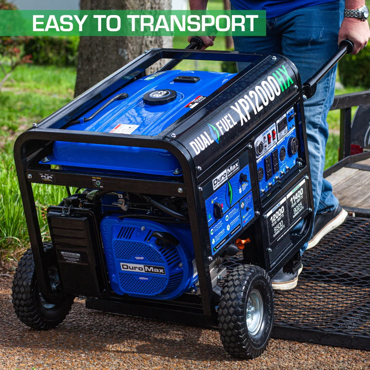 Duromax-XP12000HX DuroMax Generator Dual Fuel Gas Propane Portable with CO Alert 12,000 Watt