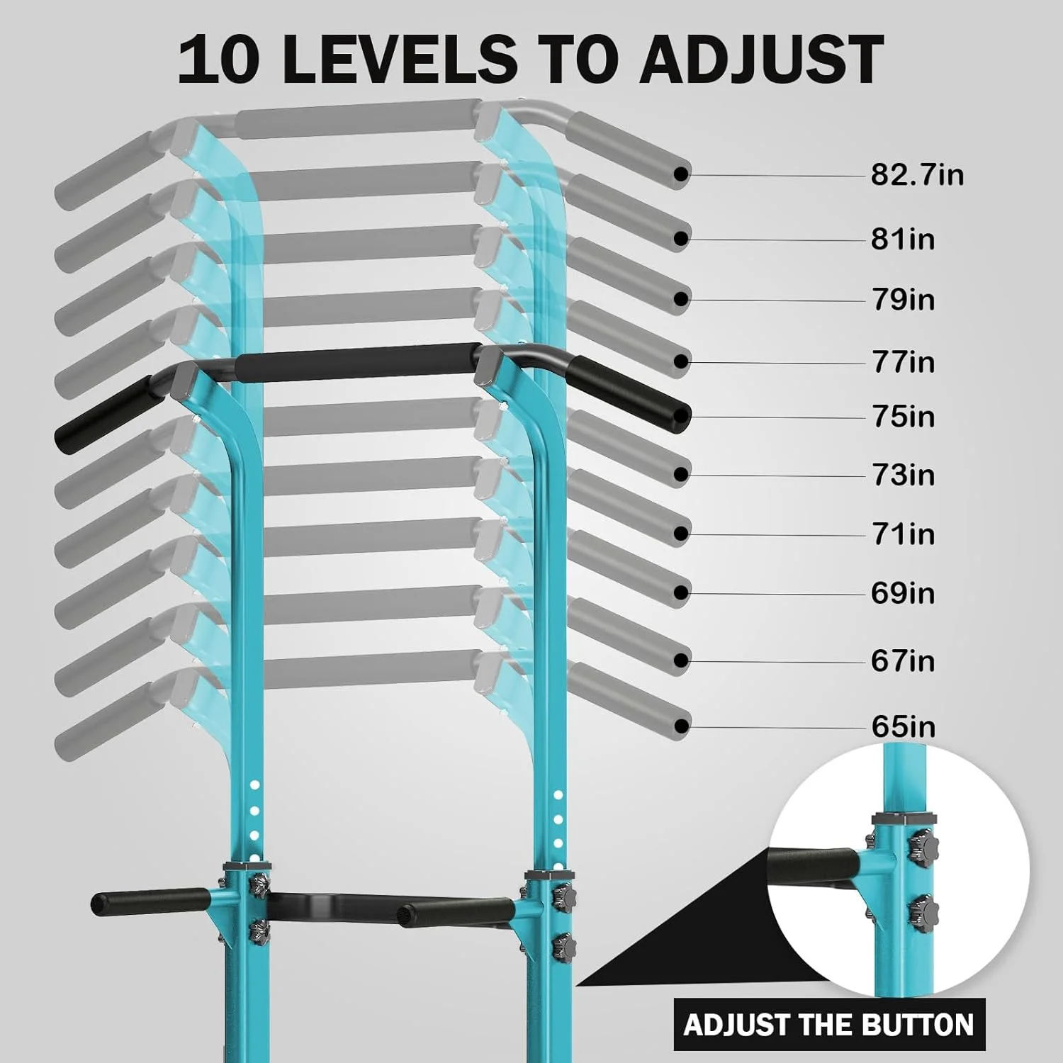 SOGES Height Adjustable Power Tower Dip Stands Pull up Bar Strength Training for Home Gym Black
