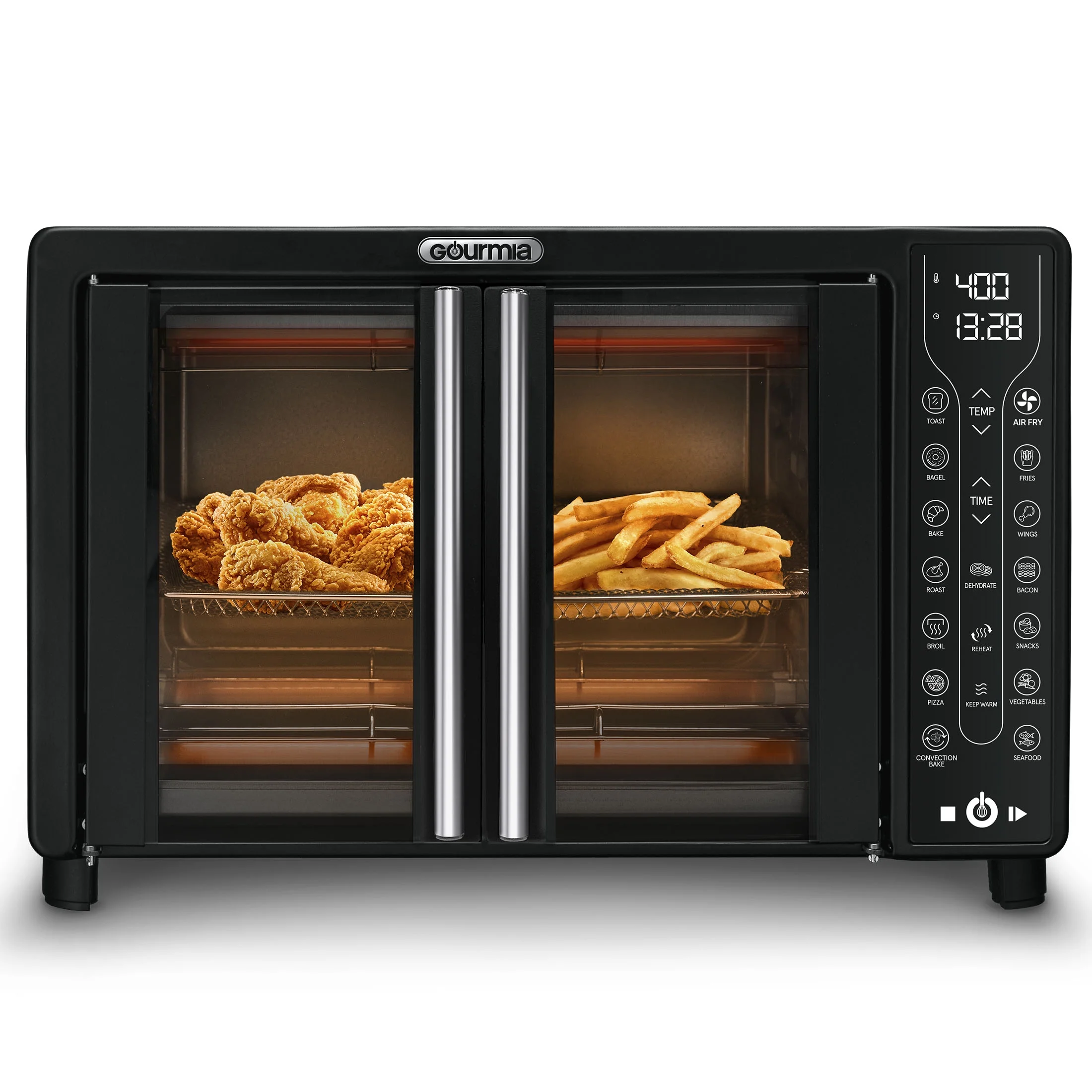 Digital French Door Air Fryer Toaster Oven, Black