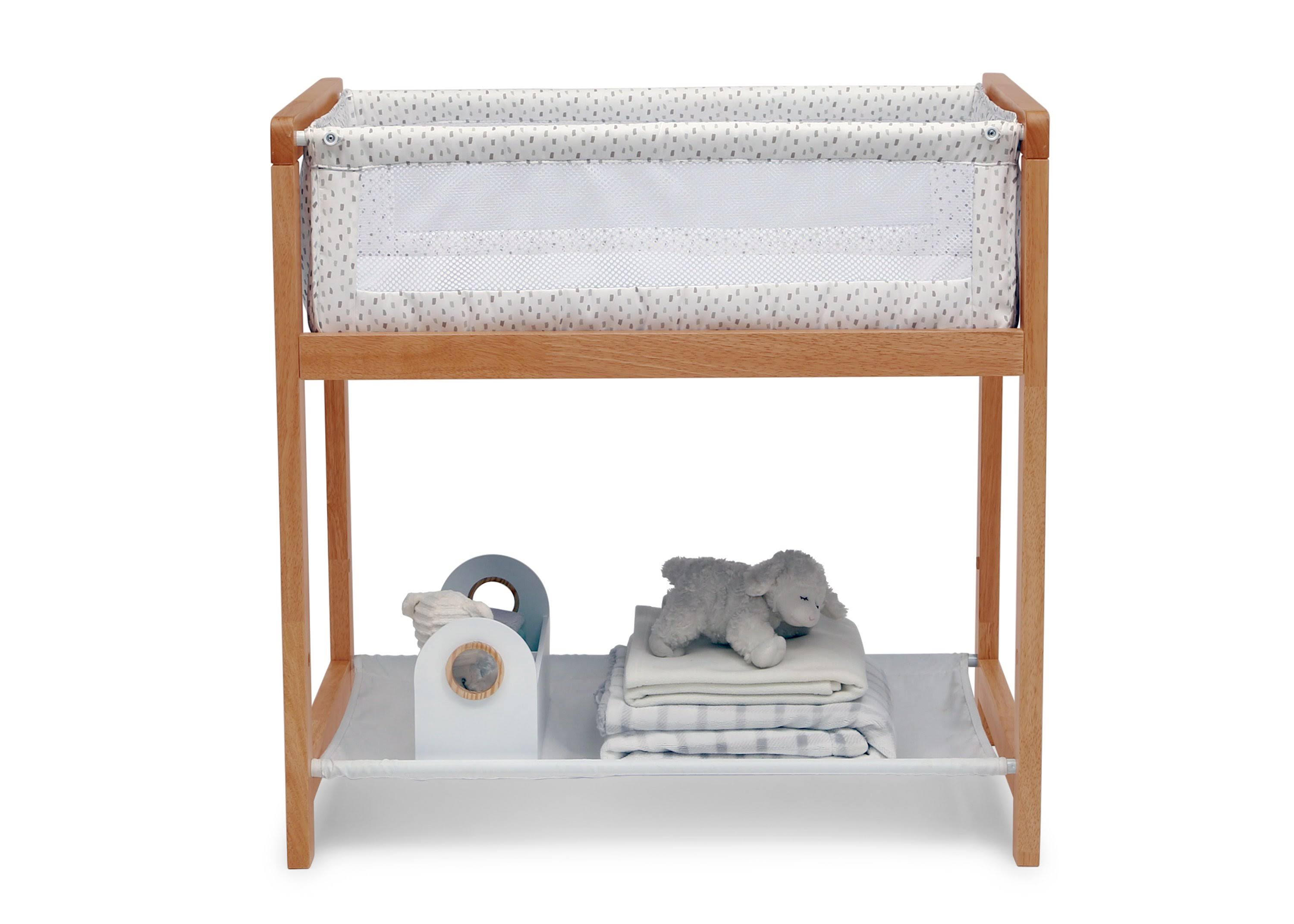 Delta Children Classic Wood Bedside Bassinet Sleeper - Portable Crib with High-End Wood Frame, Link