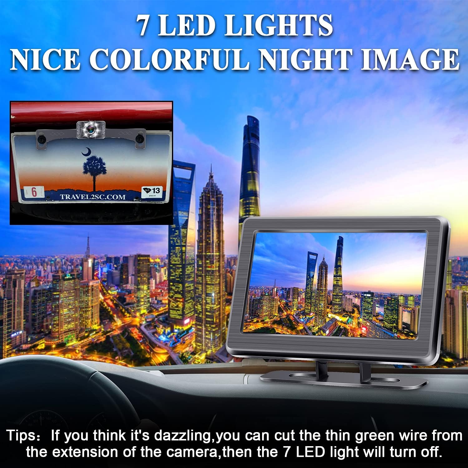 Backup Camera for Car Truck HD 1080P Rear View Mirror Camera System with 4.3 Inch Monitor, Easy to Install,6 LED Lights Clear Night Vision, DIY Grid Lines - AMTIFO A2