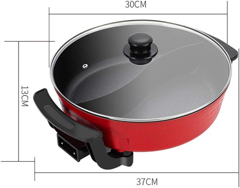 1360W 6L Electric Hot Pot Double Soup Pot Kitchen Indoor Smokeless Pot Multi-Function Electric Hot Potcooking and Frying Integrated Pot 220V for Family/Friends, Parties