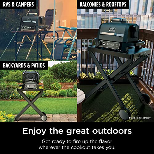 Ninja OG951 Woodfire Pro Connect Premium XL Outdoor Grill & Smoker, Bluetooth, App Enabled, 7-in-1 Master Grill, BBQ Smoker, Outdoor Air Fryer, Woodfire Technology, 2 Built-In Thermometers, Black