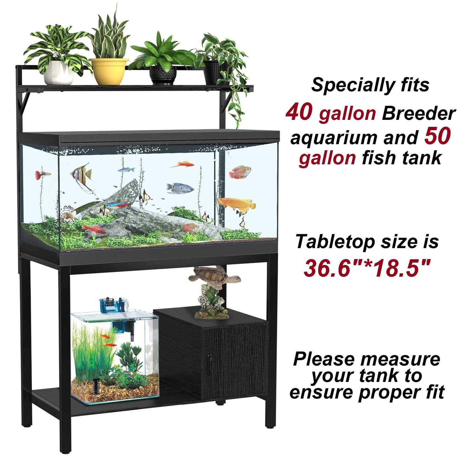 Gdlf 40-50 Gallon Fish Tank Stand with Plant Shelf Metal Aquarium Stand with Cubby Storage - Pet Supplies online store