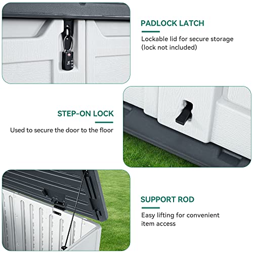 YITAHOME 8x6.2FT Outdoor Storage Shed w/o Floor, All-Weather Plastic Shed with Lockable Doors, Window & Vents, Plastic Tool Shed for Backyard, Patio, Poolside, Lawn, Gray