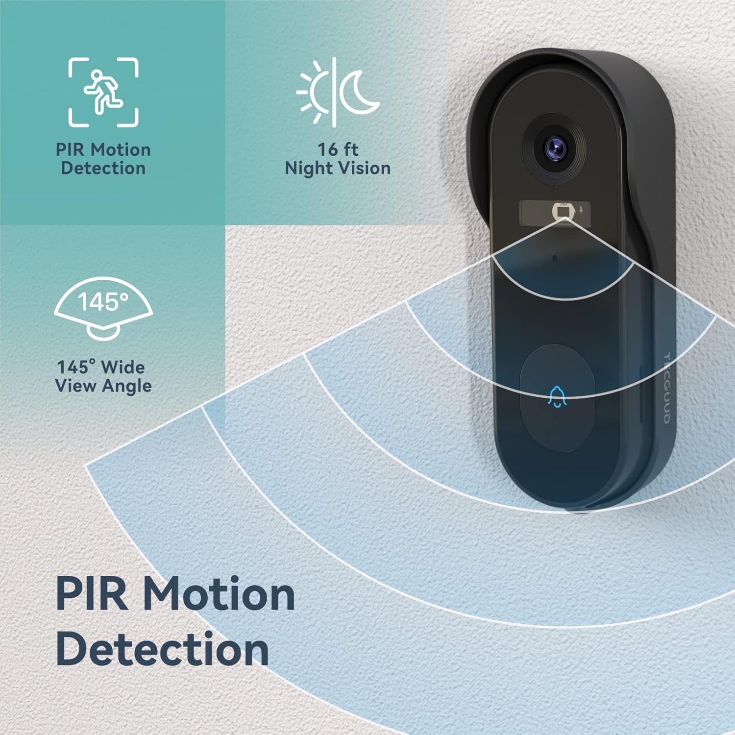 WiFi Doorbell Camera with Chime, Battery Powered Video Door Bell Camera with 32G SD Card, Anti Theft Alarm Trigger, AI Human Motion Detection, 2.4GHz WiFi, 2-Way Audio, 1080P Night Vision