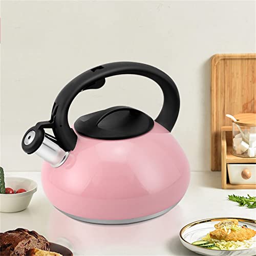 Whistling Tea Kettle for Stovetop, Stainless Steel Tea Pot with Boils Faster Bottom Whistle Kettles,Gas Stove Top Modern Teapot Pot