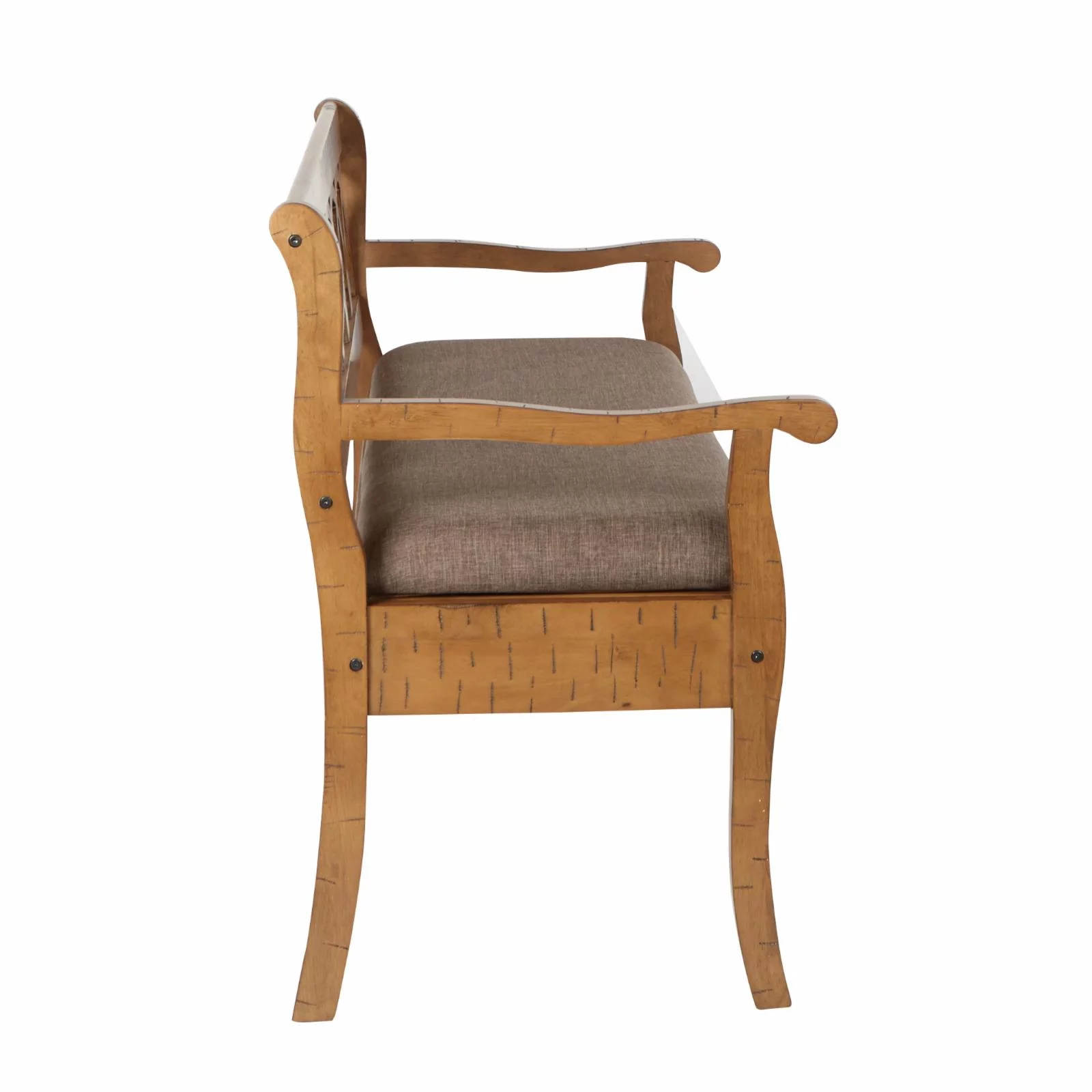 OSP Home Furnishings Coventry Storage Bench in Antique Black Frame and Beige Seat Cushion K/D