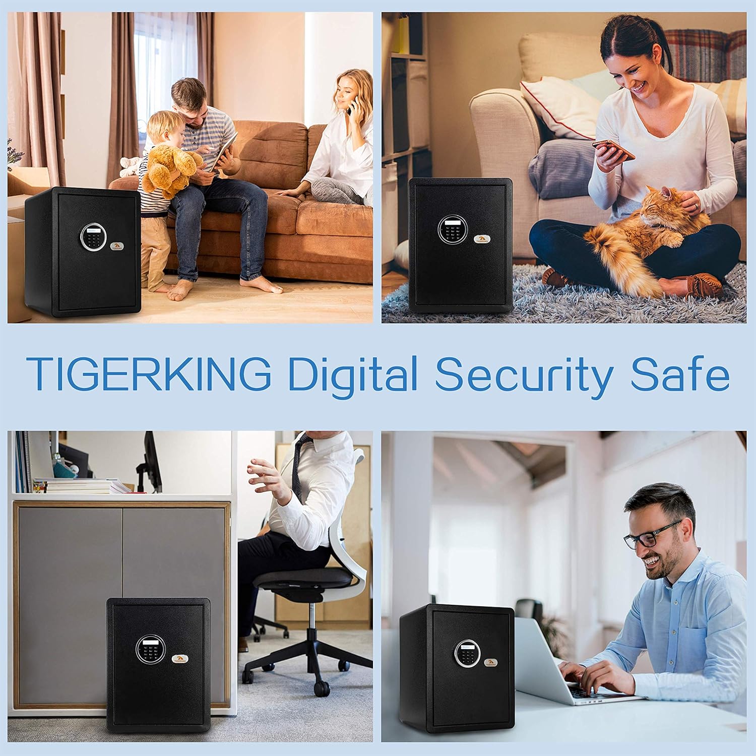 TIGERKING Safe Box with Keypad Digital Safe for Home, Office, Hotel, Black - 1.8 Cubic Feet