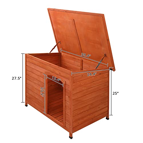 Dog House,Wooden Dog Kennel,45in Outdoor Wood Dog House,Weatherproof Dog House for Outdoor Indoor,No Tools Required for Assembly,Dog House Ideal for Small Dog Breeds(Natural Wood)