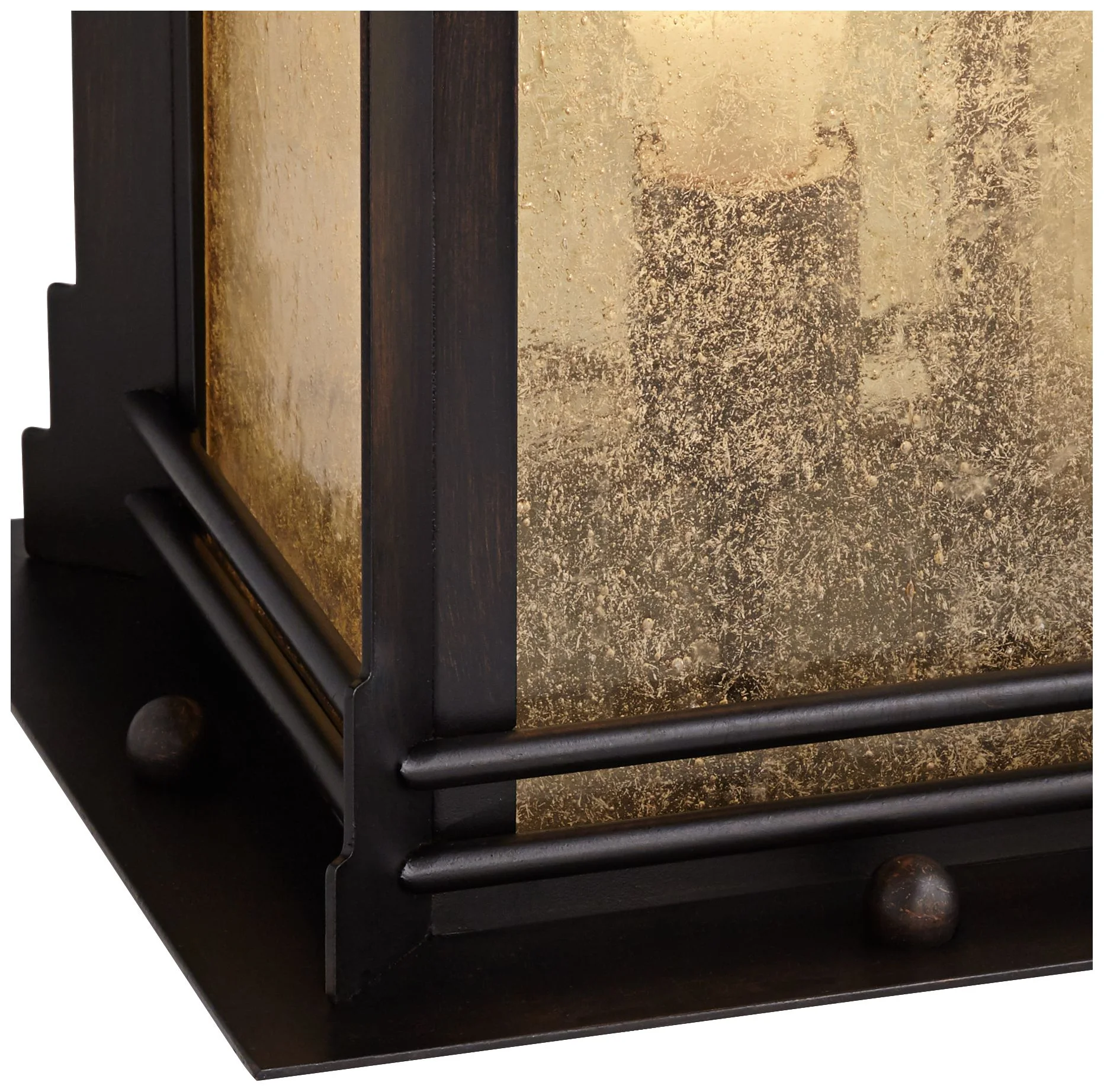 Franklin Iron Works Hickory Point Rustic Farmhouse Outdoor Pier Mount Light Walnut Bronze 16 1/2" Frosted Cream Glass for Exterior Barn Deck House