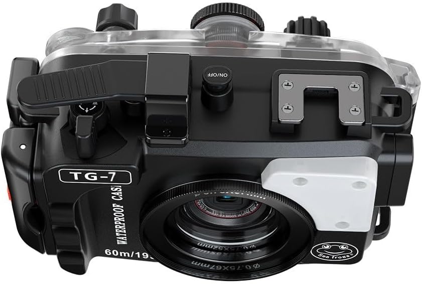 SeaFrogs Tough TG7 [60m/195ft] Professional Underwater Camera Scuba Case Waterproof Diving Housing for Om System tg7 Olympus Tough TG-7 tg7 - Black