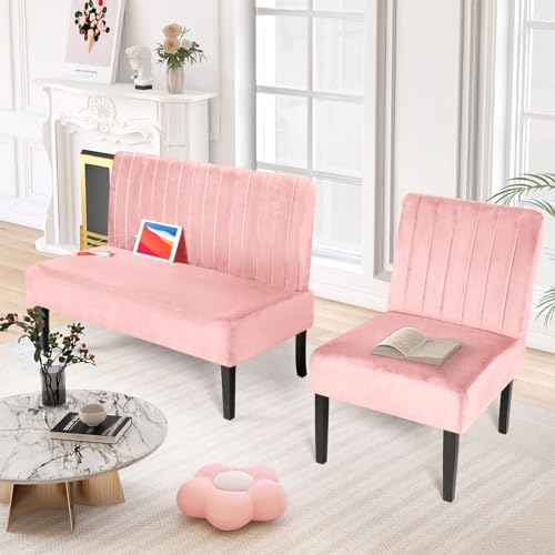 STHOUYN 3 Piece Living Room Furniture Sets, 3 Seat Couch and Loveseat with 2 USB, Single Sofa Accent Chair, Modern Small Couches for Small Spaces, Bedroom, Apartment (Dark Grey)
