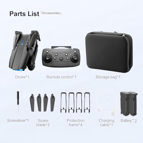 Drone with 1080P Dual HD Camera - 2024 Upgradded RC Quadcopter for Adults and Kids, WiFi FPV RC Drone for Beginners Live Video HD Wide Angle RC Aircraft, Trajectory Flight, Auto Hover, 2 Batteries ,Carrying Case.