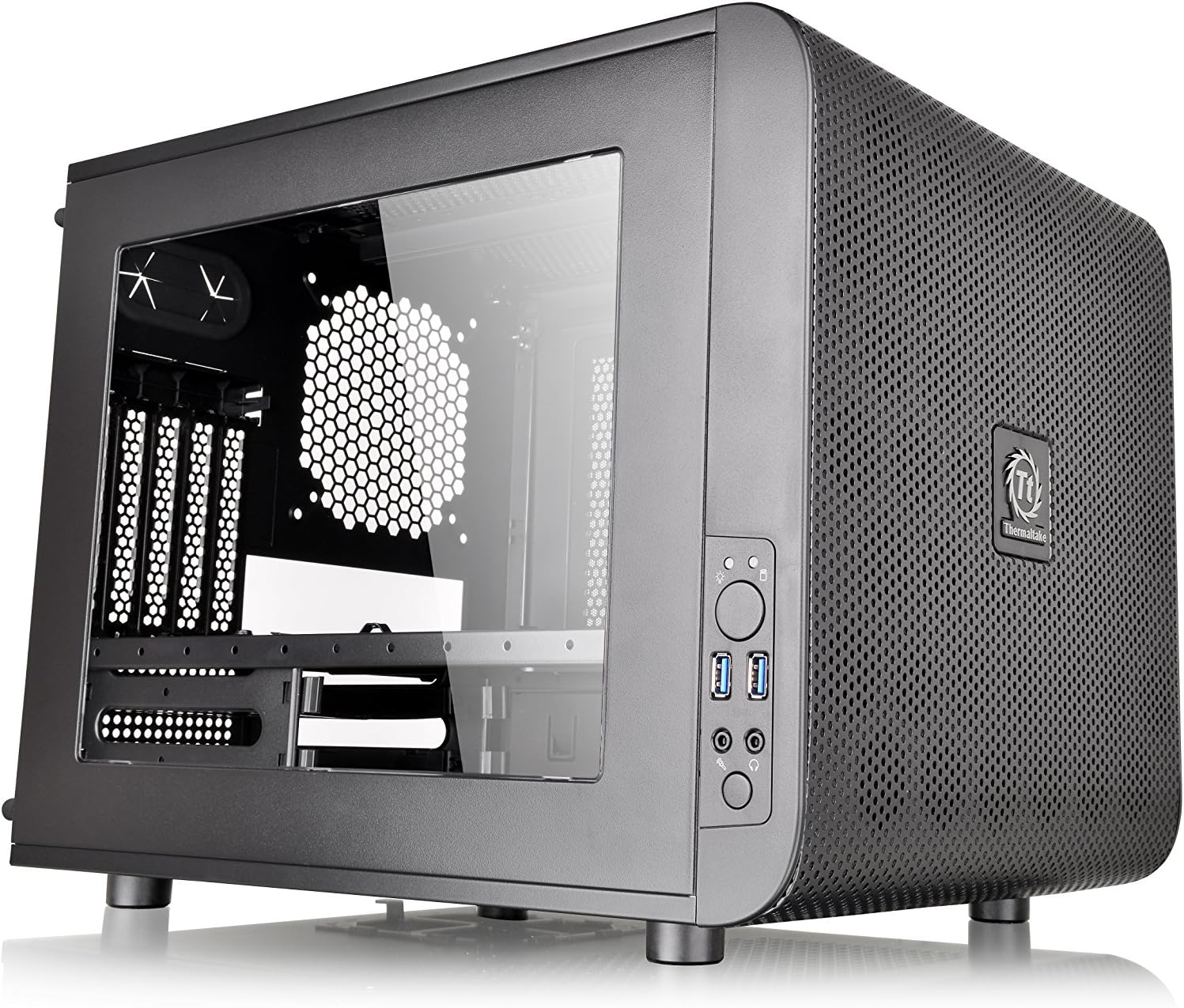 Thermaltake Core V21 SPCC Micro ATX, Mini ITX Cube Gaming Computer Case Chassis, Small Form Factor Builds, 200mm Front Fan Pre-installed, CA-1D5-00S1WN-00 Black