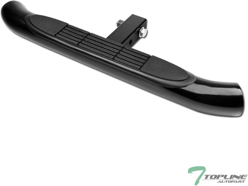 TLAPS Universal 3 Inch Black Trailer Tow Mount Rear Hitch Step Bar Bumper Guard For 2" x 2" Towing Receiver Tube Pack of 2