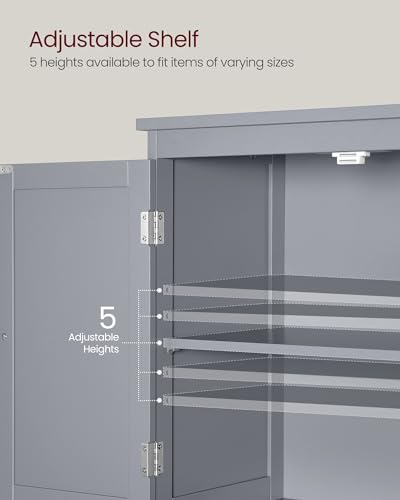 VASAGLE Bathroom Floor Storage Cabinet, Bathroom Storage Unit, Freestanding Cabinet with 4 Doors, Adjustable Shelves, 11.8 x 23.6 x 43.3 Inches, Forest Green UBBC552C01