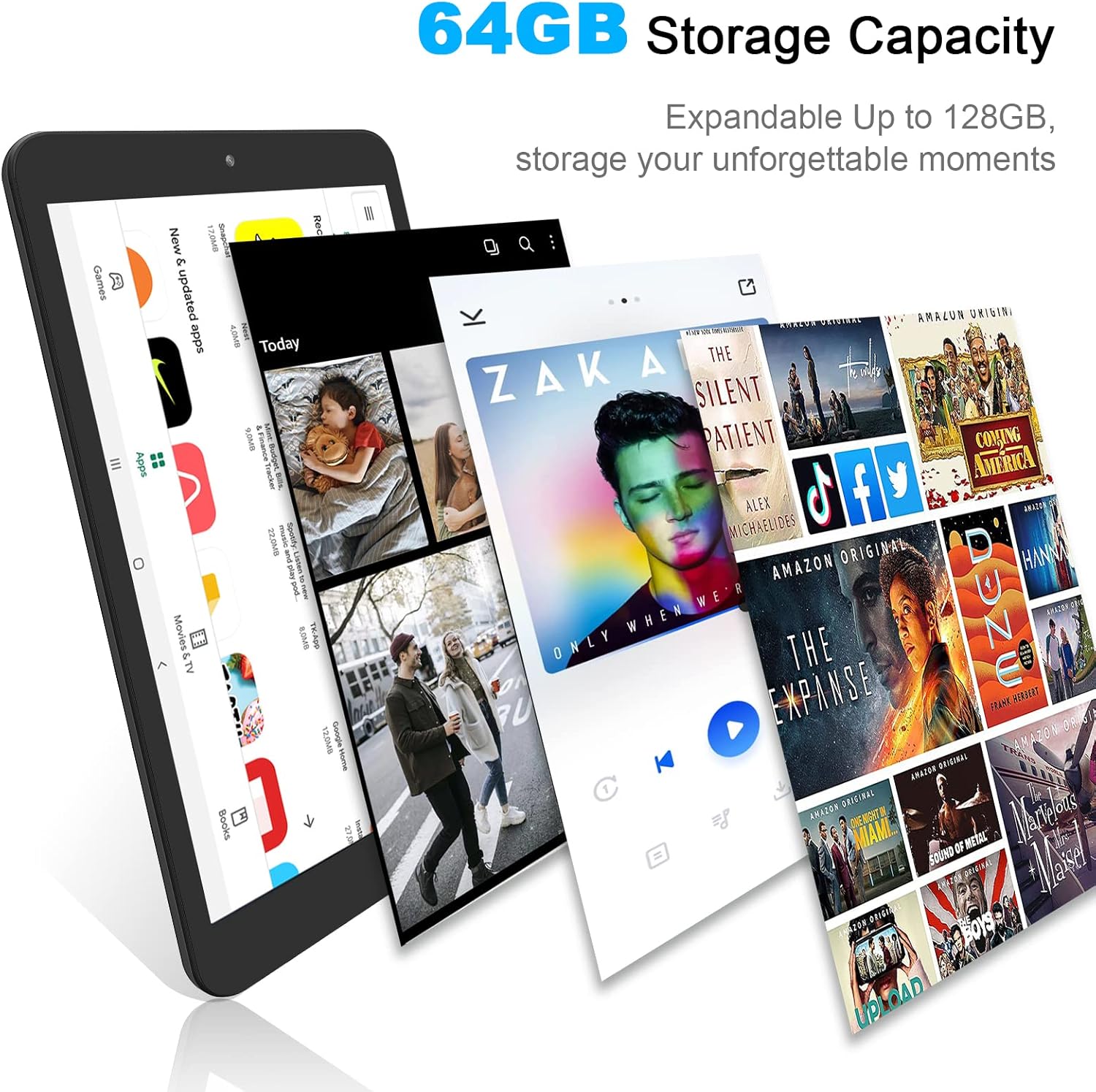 Windows 10 Pro Tablets, 8inch Quad Core CPU 64GB Storage 128GB Expand PC Computer, 1280 x 800 IPS HD Touchscreen, WiFi, 4000mAh Battery, Bluetooth 4.0