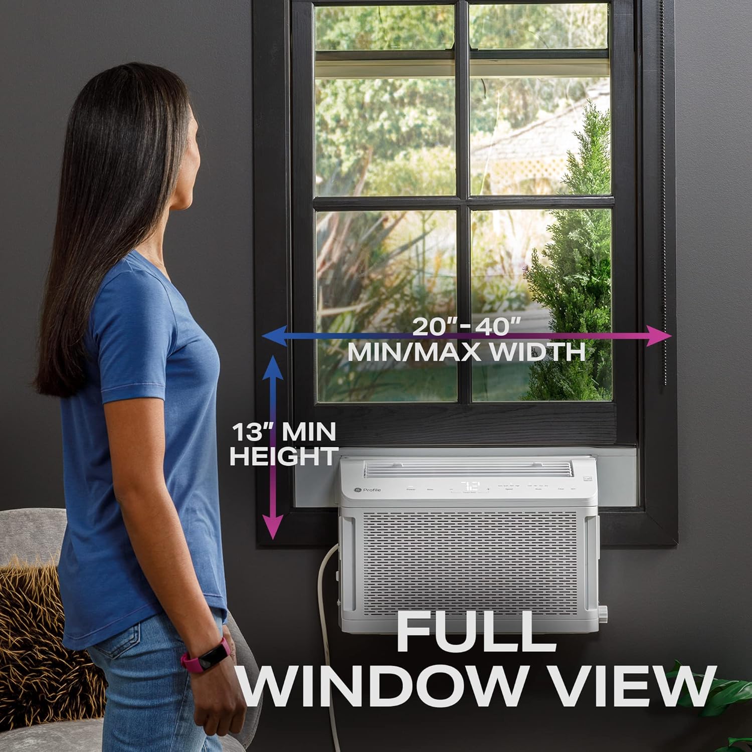 GE Profile ClearView Inverter Window Air Conditioner 12,200 BTU, Inverter Technology, Ultra Quiet for Large Rooms + GE Profile Air Purifier | Removes Allergens, Odors & Other Impurities Bundle