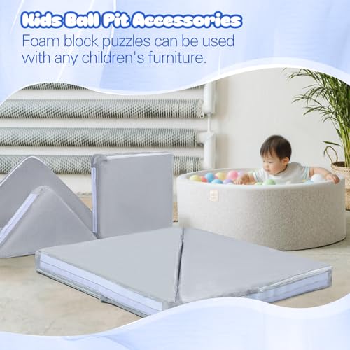 MeMoreCool Kids Couch Sofa Building Tangram Puzzle, Modular Kids Play Couch for Jigsaw Explorer, Buildable Foam Couch Block 7-Piece, Sectional Toddler Couch Children Convertible Sofa, Colorful