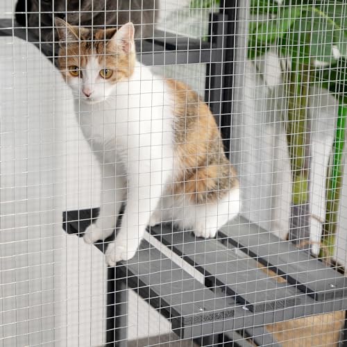 Outdoor Cat Enclosures, Weatherproof Catio for Cats, Large Cat Cage with 3 Platforms and Litter Box, Wooden Cat Crate for Outside, Cat House for Cat Patio, Grey