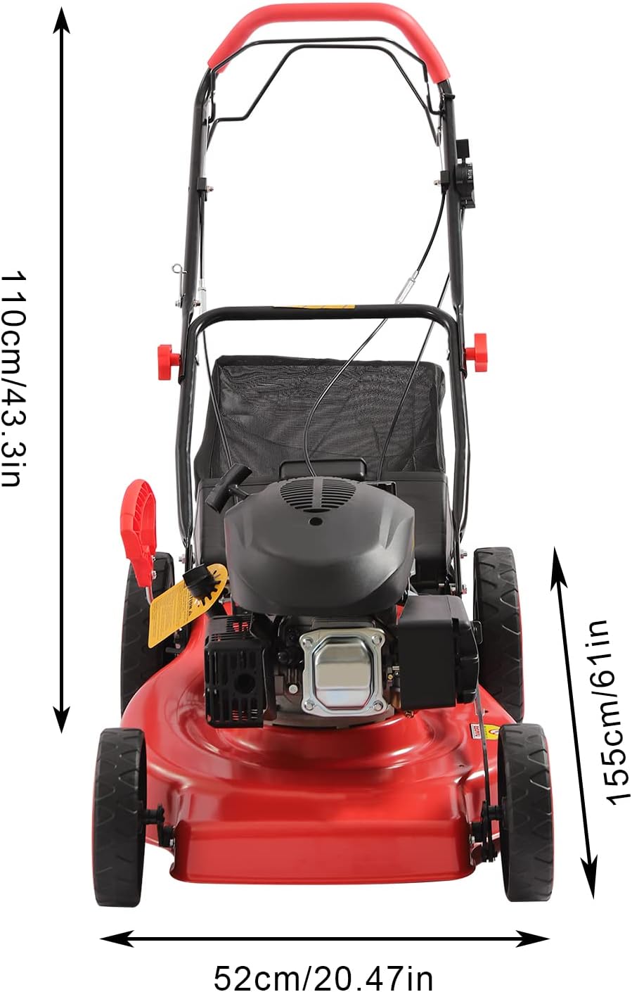 4-Stroke 173CC Self-Propelled Gas Powered Lawn Mower Gas Mower, 8 Adjustable Heights for Small to Medium Sized Yards