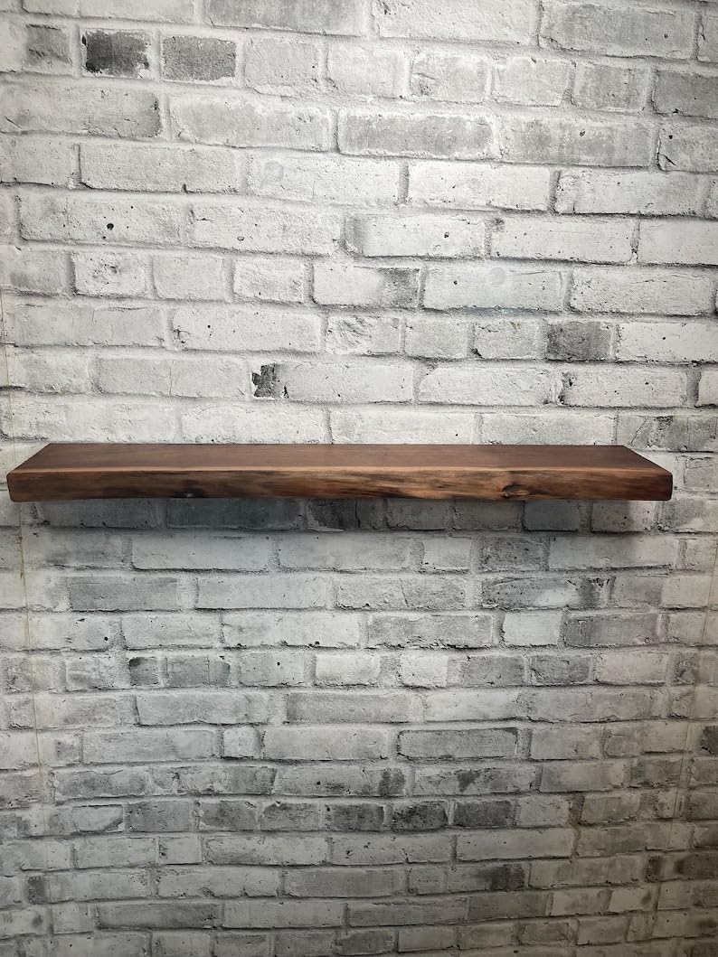 Live Edge Walnut Floating Shelf Kitchen Shelves Bathroom Shelf Brackets