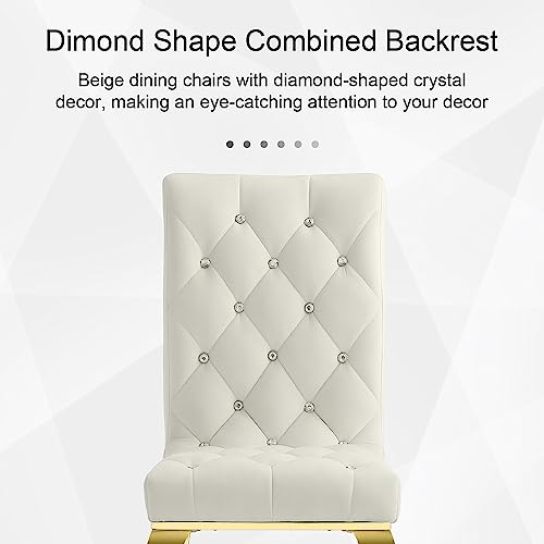 7 Pieces Dining Table Set, Gold Kitchen and Dining Room Sets for 6 with White Texture Top Dining Table and 6 White Velvet Dining Chairs