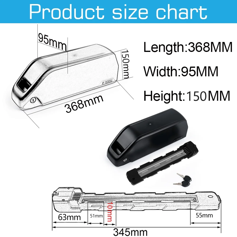 BVSLTUK 52V Ebike Battery, 52V 24Ah Lg4800 Cell Shark Electric Bike Battery for 200W-1500W Motors Jumbo Bicycle Battery.
