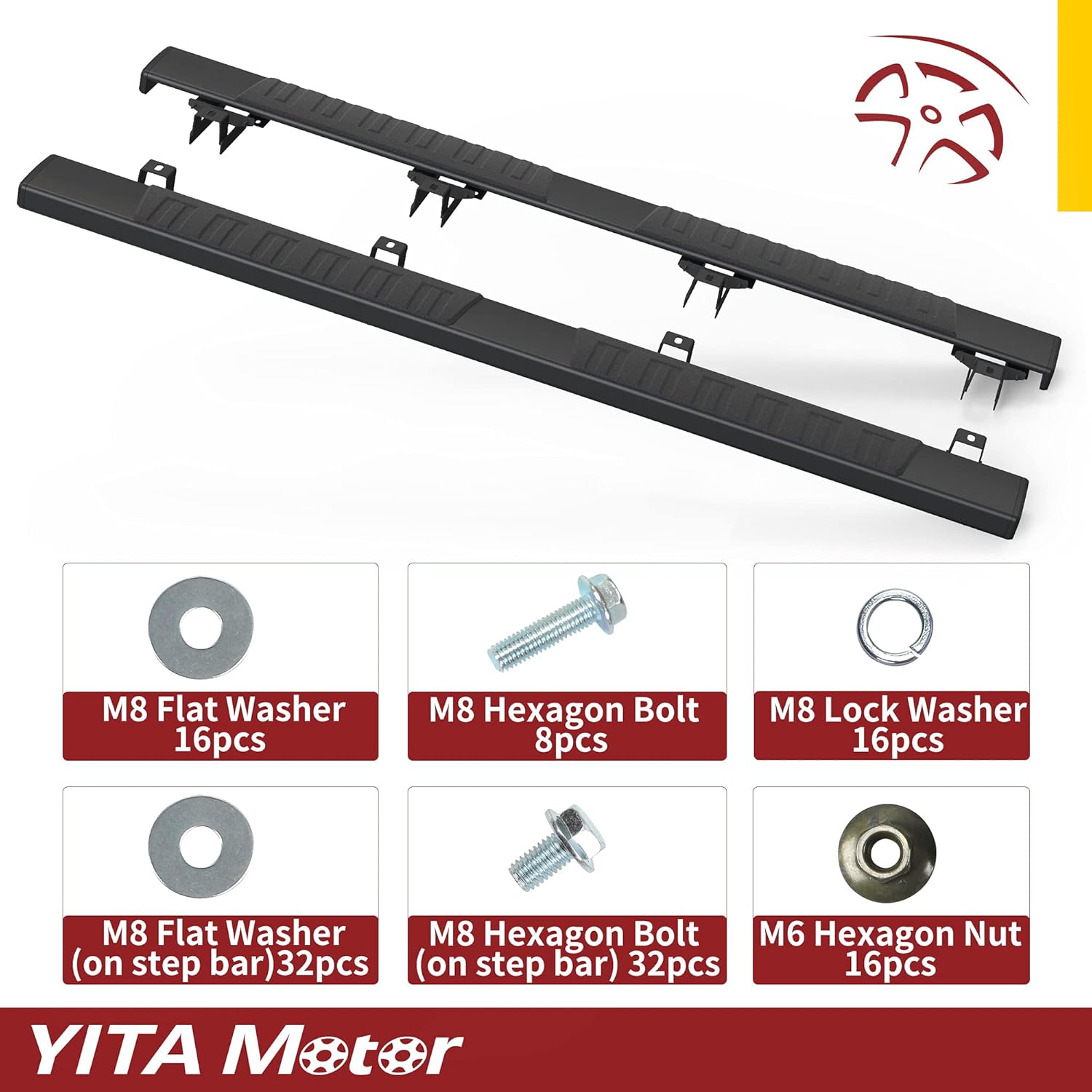 YITAMOTOR 6 inches Running Boards Compatible with 2020-2022 Jeep Gladiator Crew Cab Pickup 4-Door Aluminum Side Step Nerf Bars Side Bars