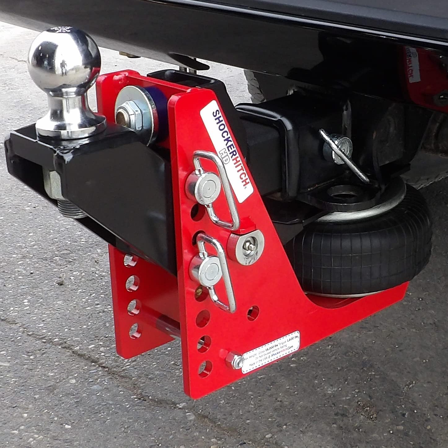 Shocker Air Receiver Hitch with Raised Ball Mount (+2" of Rise to 2" of Drop), Fits 2-1/2" Hitch, Has 2" Ball, 12000 lbs
