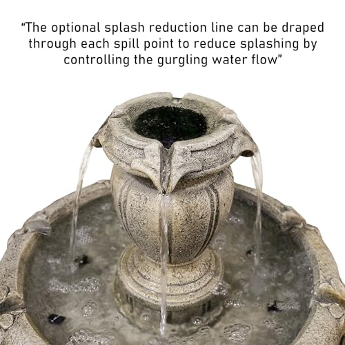 48” H Outdoor Floor Water Fountain, 3-Tiers Concrete Water Fountain with Submersible Electric Pump - Garden Cascading Waterfall for Yard Patio Lawn Home Decor
