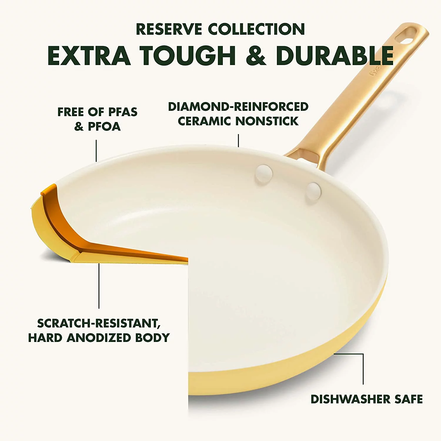 en Reserve Hard Anodized Healthy Ceramic Nonstick 10 Piece Cookware Pots and Pans Set  Gold Handle  PFAS-Free  Dishwasher Safe  Oven Safe  Twilight Blue