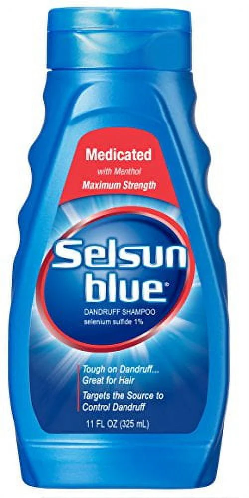 Selsun Blue Maximum Strength Medicated Anti-Dandruff Shampoo with Menthol for Itchy, Dry Scalp 11oz