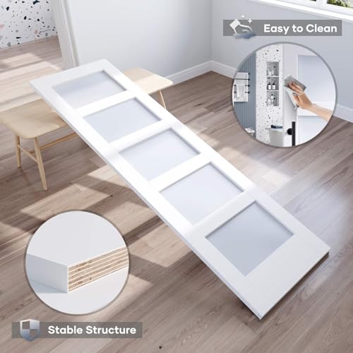 36x84 Inch Glass Sliding Barn Door Slab and 6.6ft Hardware Kit Included, 5 Frosted Glass, LVL Wood Panel Covered with White Water-Proof Scratch-Proof PVC Surface, Simple DIY Assembly