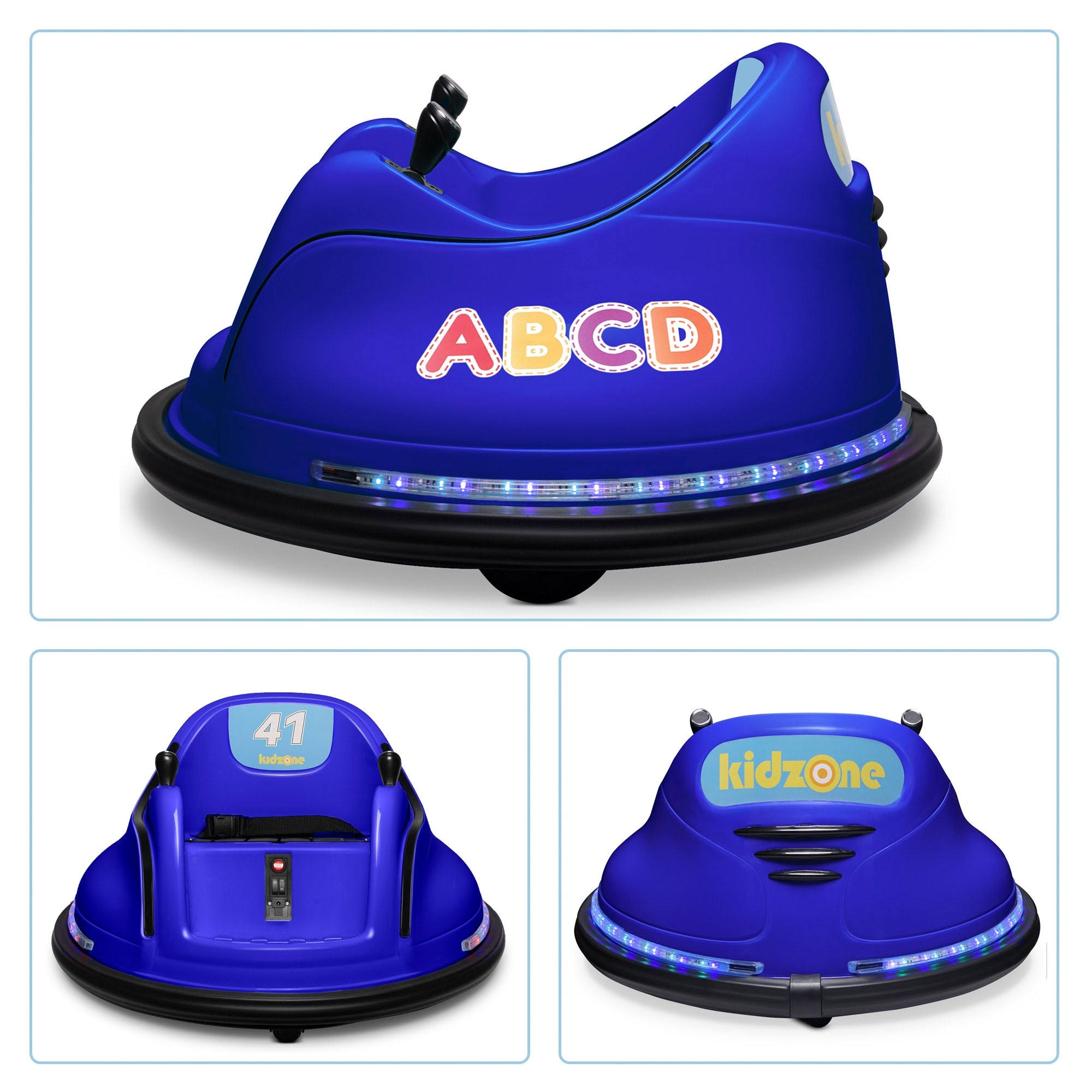 Kidzone 12V 2 Speed Bluetooth Music Kids Toy Electric Ride on Bumper Car 360 Spin Battle Vehicle with Remote Control, DIY Race#0