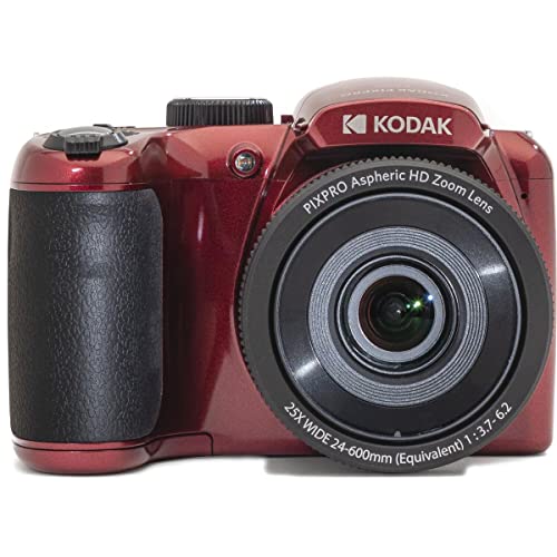 KODAK PIXPRO AZ255-RD 16MP Digital Camera 25X Optical Zoom 24mm Wide Angle Lens Optical Image Stabilization 1080P Full HD Video 3" LCD Vlogging Camera, with Bag & 32GB SD Card + Card Reader