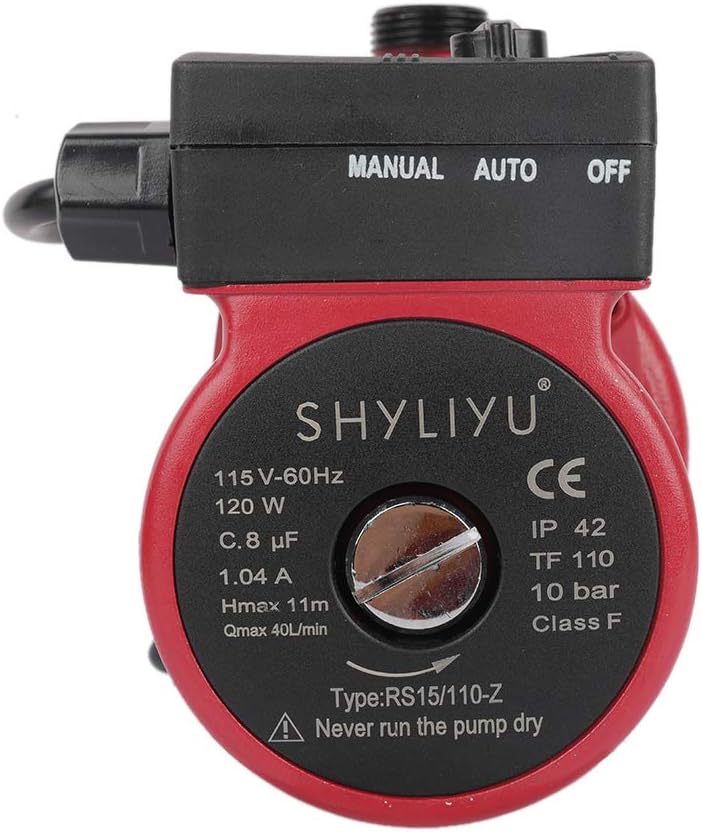 SHYLIYU Water Pressure Booster Pump Circulator Pump 115V/60Hz Hot Water Automatic Recirculating Pump 1 inch Outlet Pressure Booster Pump Cast Iron