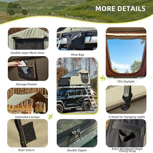 YOLENY Inflatable Tents for Camping, 4/6/8/10/12 Person Tent with TPU Skylight, Mesh Windows, Stove Jack & Pump, Easy Setup 4 Season Glamping Tent, Waterproof & Windproof
