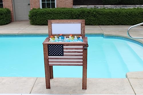 BACKYARD EXPRESSIONS PATIO · HOME · GARDEN 913284-NM Outdoor Beverage Cooler for Patio-87 Qt. w/Folding Side Tables-Rustic Brown-Backyard Expressions, 87 Quart, Natural Wood