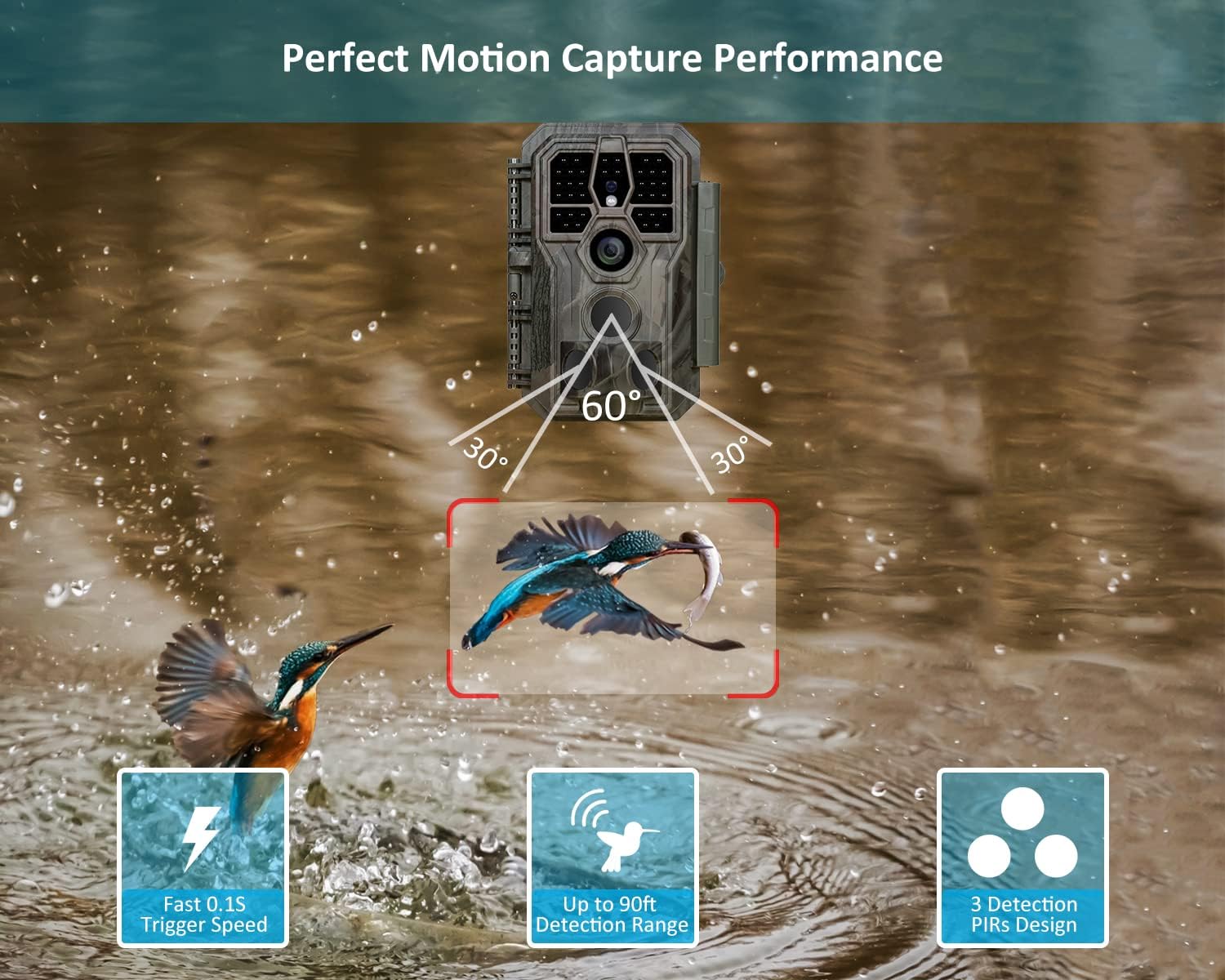 GardePro E5S Game Trail Camera 32MP 1296P with 100ft Night Vision Motion Activated Waterproof
