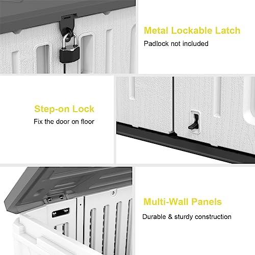 KINYING Horizontal Outdoor Storage Shed,47 Cu.ft Resin Outdoor Storage Cabinet Waterproof for Garden/Patio/Backyards