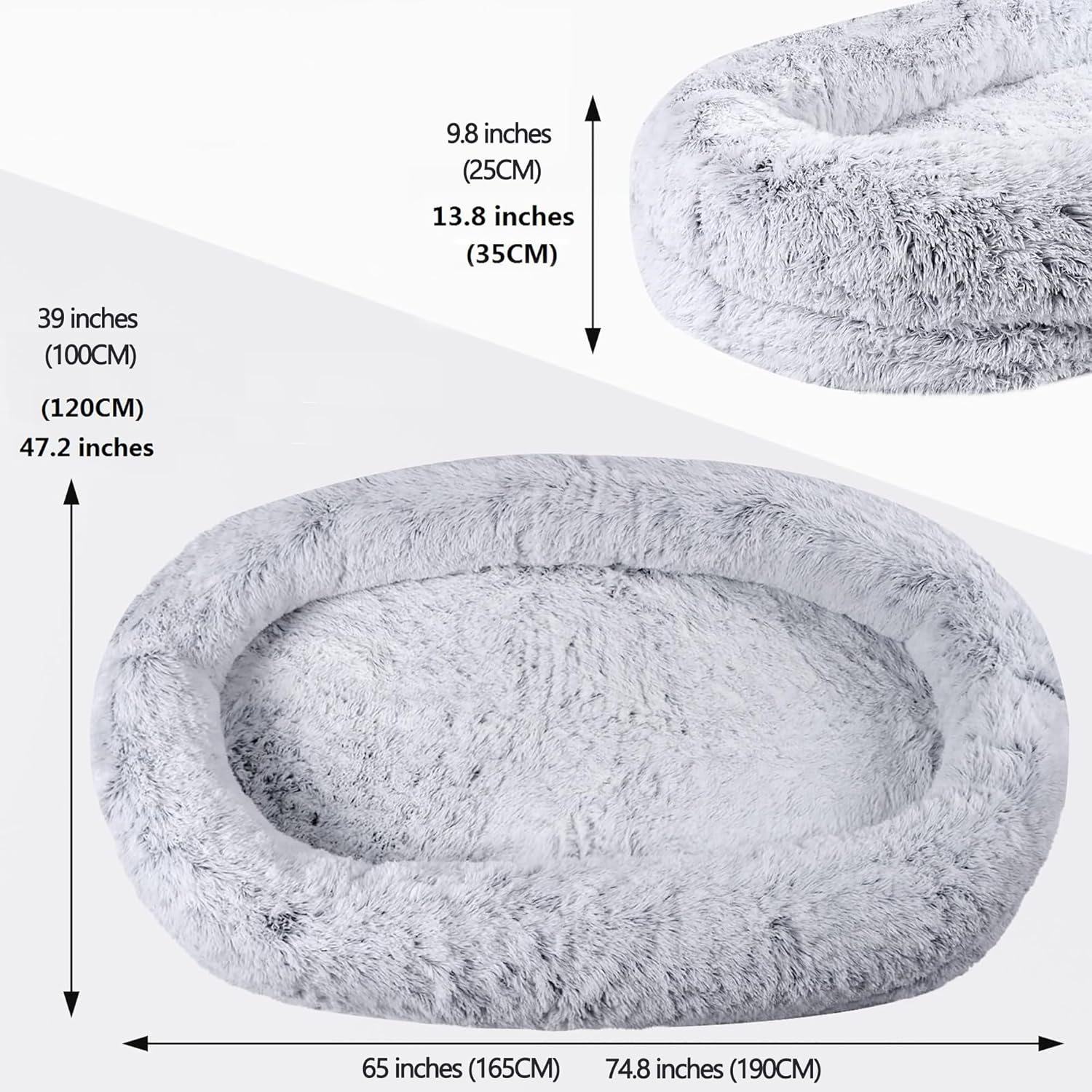Warm & Comfortable Human Sized Dog Bed | Human Dog Bed for Adults & Furry Friends | Bean Bag Dog Bed | Human Size Dog Bed for Adults | Giant Dog Bed for Humans & Pets | Detachable Couch Washable Gray