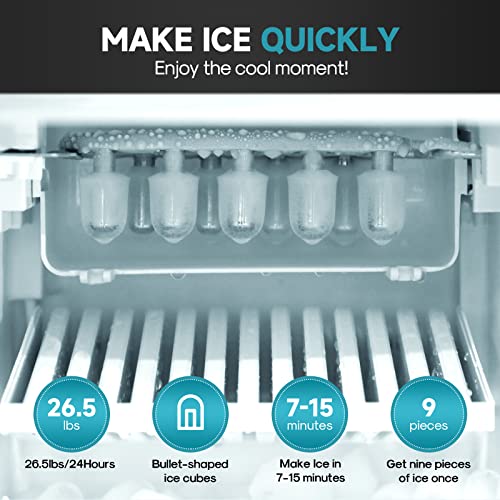 ICEPURE 3 in 1 Water Cooler Dispenser with Built-in Ice Maker, Hot Cold Room Temp Water and Bullet Ice, Top Loading 2, 3 or 5 Gallon, 26.5 Lbs per 24H Ice Maker, Child Safety Lock