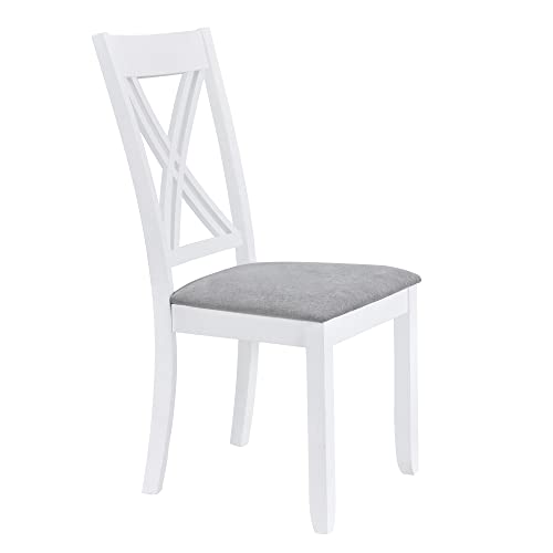 5-Piece Dining Table Set for Small Spaces, Minimalist Wood Dining Table with 4 Upholstered Chairs, Rectangular Table and 4 X-Back Chairs (Blue)