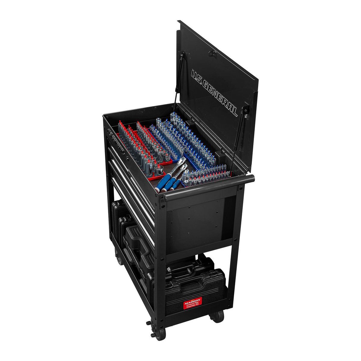 U.S. GENERAL 30 in., 4-Drawer Tech Cart, Red